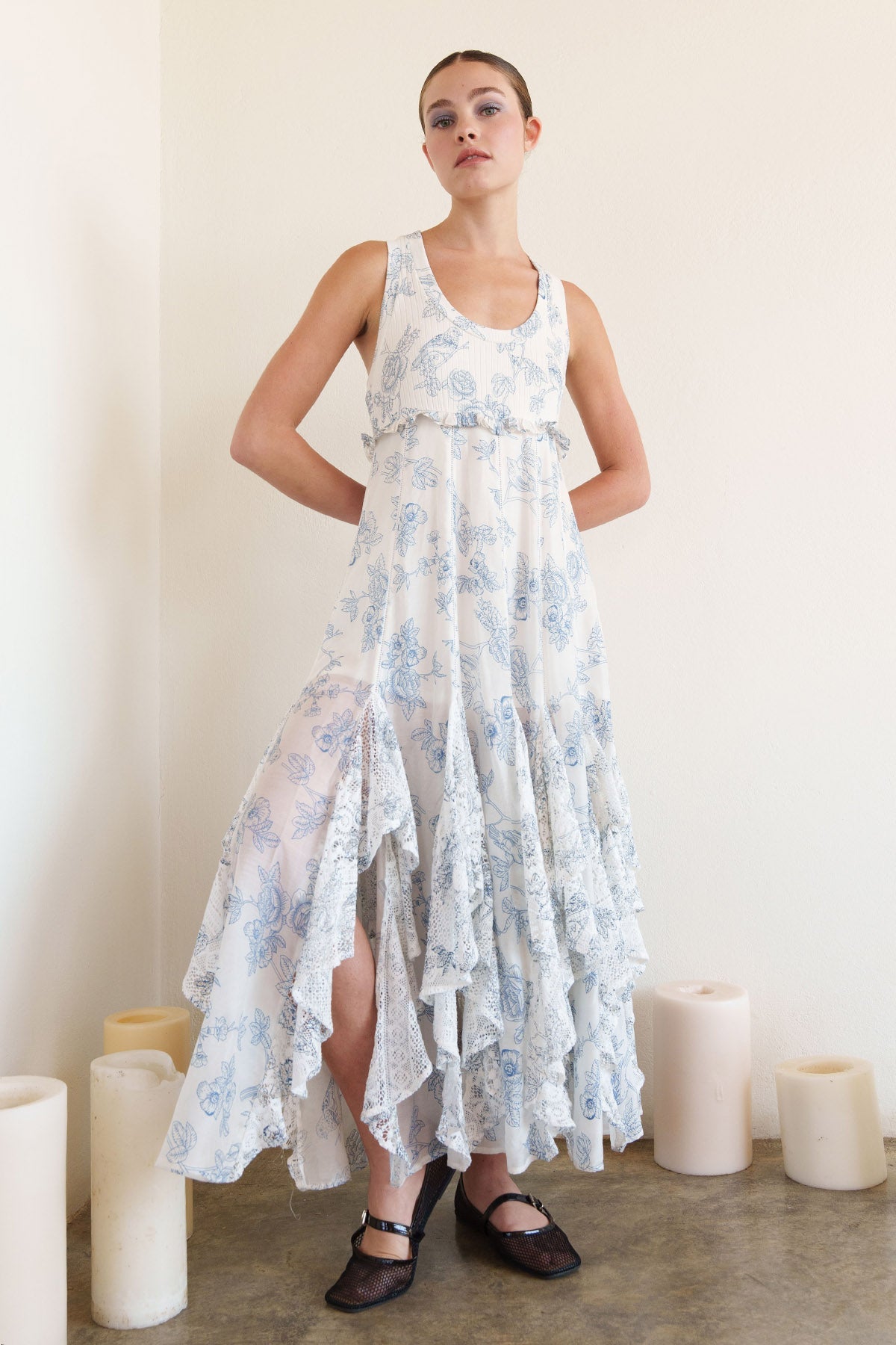 Buy White Asymmetric Printed Dress by Shruti Sancheti for women online at ScrollnShops